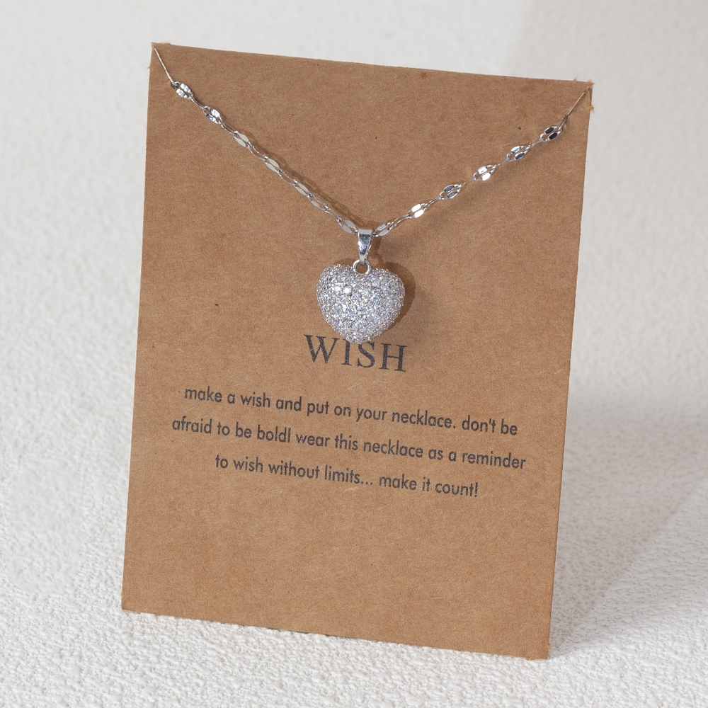 Sliver & Gold heart diamond necklace - Picture 2 of 5
